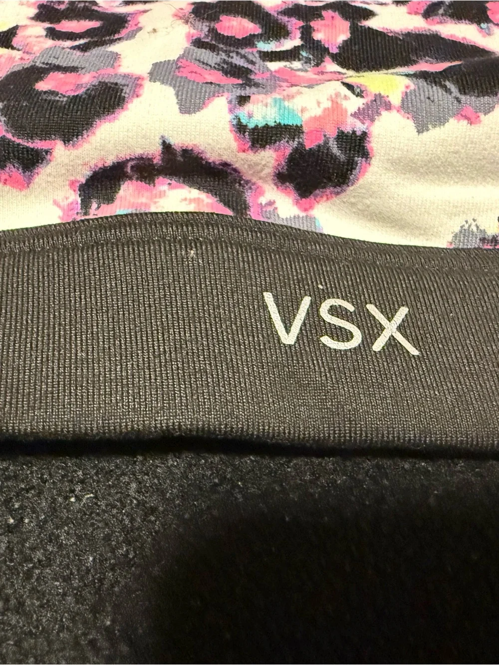 VSX Black, Pink and White Floral Sports Bra Crop